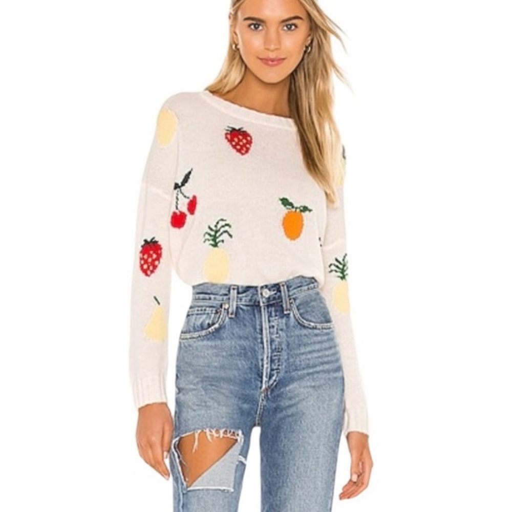 Cream Sweater with Fruit Embroidery